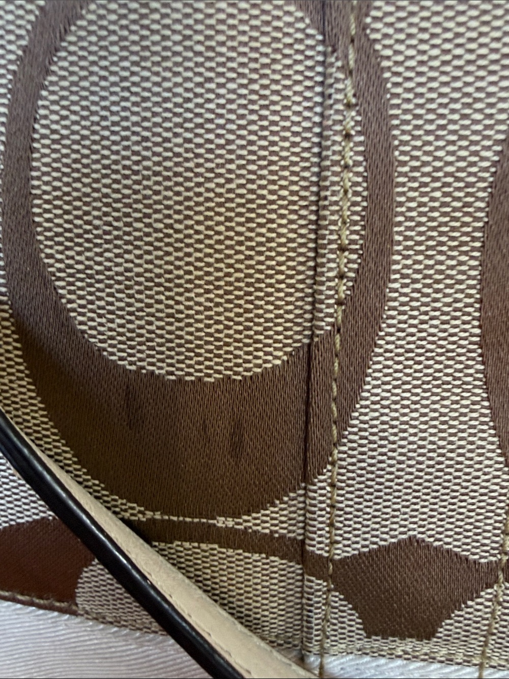 Coach Y2K 2009 Signature Stripe Canvas Hobo Bag Khaki Ivory GUC - Picture 17 of 17
